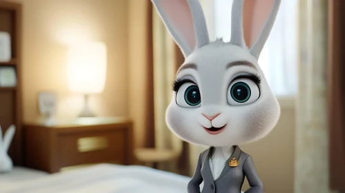 Whimsical Bunny Hotel Staff Illustration