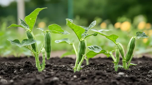 Fresh Green Seedlings in Fertile Soil