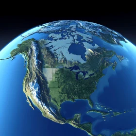 Detailed Satellite Image of Earth Featuring North America