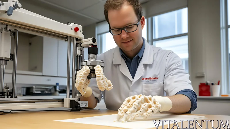 Medical Professional Inspecting 3D Printed Hands