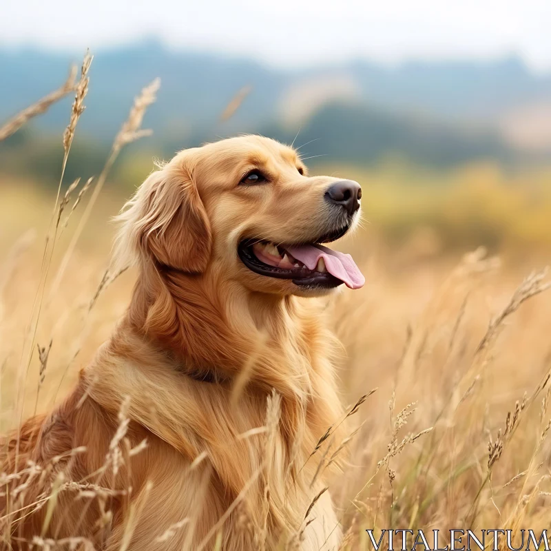 Content Golden Retriever in Nature