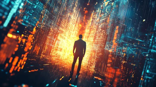 Technological Immersion Man Data Stream