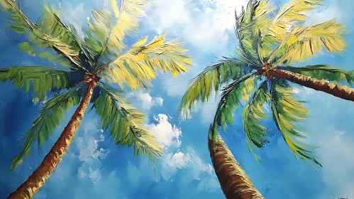 Tropical Palm Trees Oil Painting