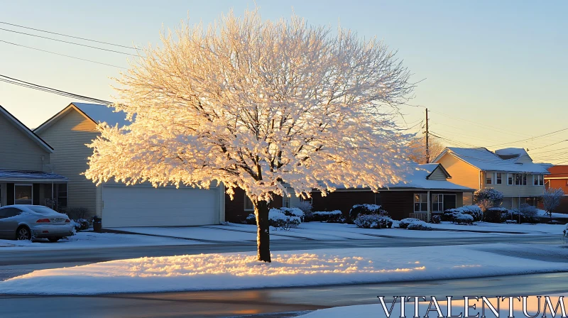 Snowy Tree at Sunrise