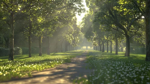Green Park Path with Sunlight