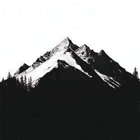 Snowy Mountain Range Silhouette