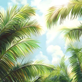 Tropical Palm Canopy with Sky View