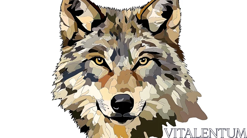 Stylized Wolf Face in Earth Tones
