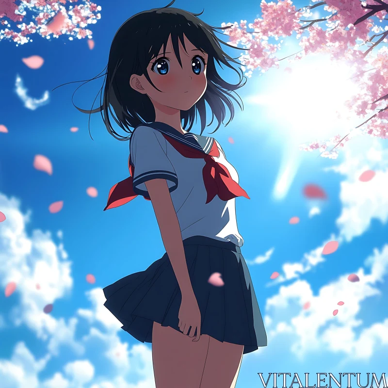 Cherry Blossom Anime Girl Illustration