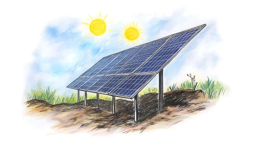 Pastel Solar Panel Illustration