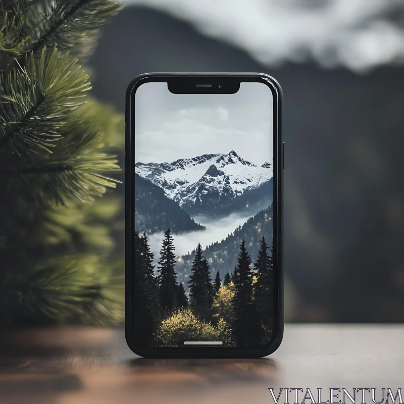 Snowy Peaks on Mobile Screen