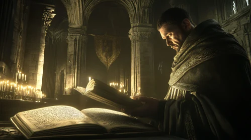 Man Reading by Candlelight