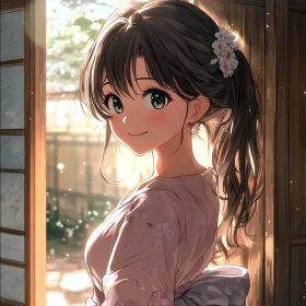 Anime Girl in Traditional Kimono