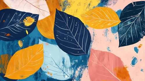 Colorful Abstract Leaves Composition