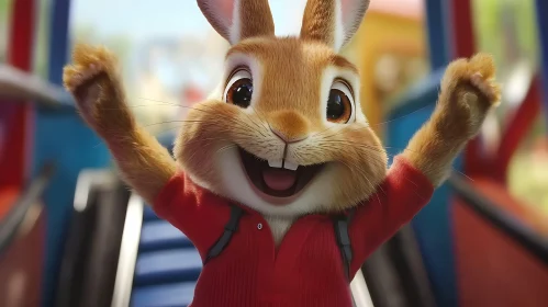 Happy Bunny Illustration with Open Arms