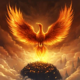 Fiery Phoenix Ascending from Ashes