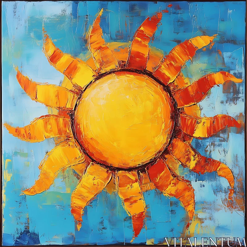 AI ART Abstract Sun Art on Canvas