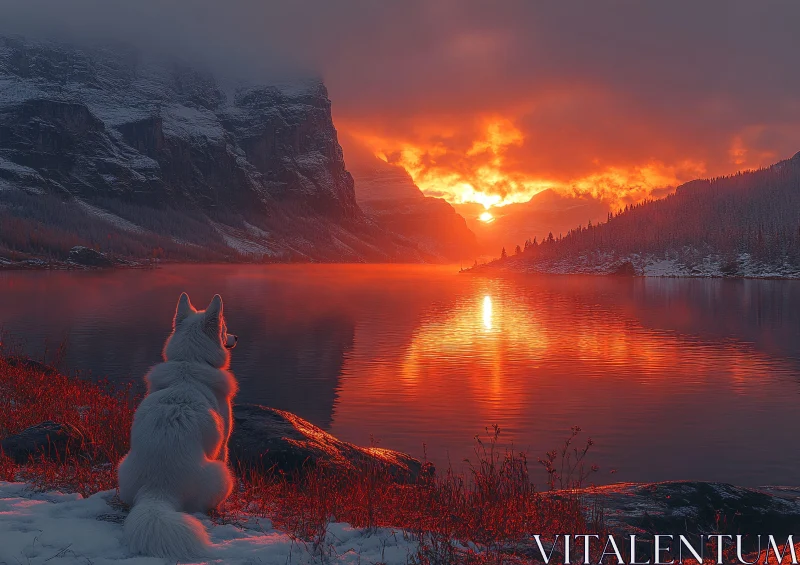 Sunset Serenity: Dog by the Lake