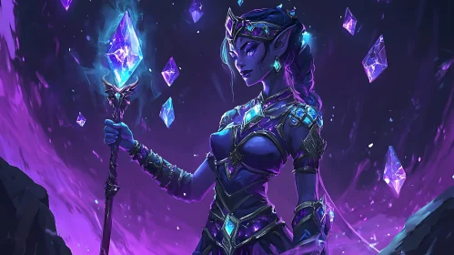 Mystical Elf Queen with Magic Crystals
