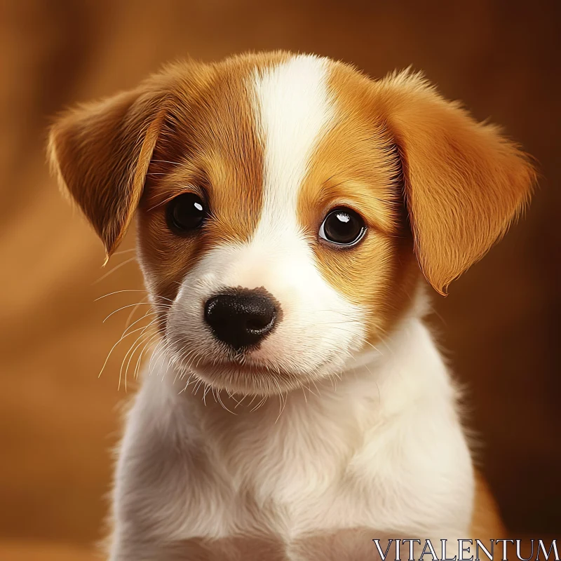 Cute Puppy with Brown and White Fur