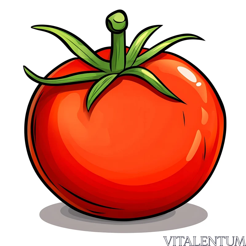 Red Tomato with Green Leaves