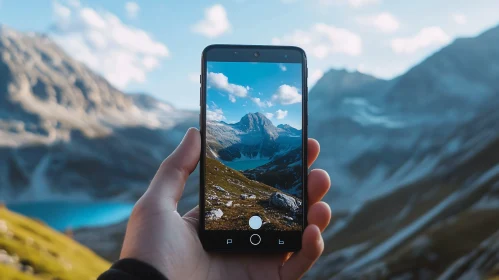 Mountain Landscape on Phone Screen