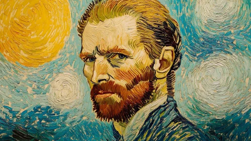 Textured Portrait with Swirling Sky