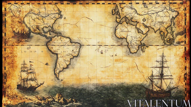 Antique Style World Map Art