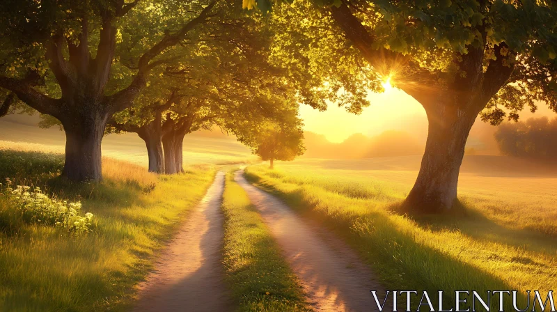 Sunlit Path Through the Trees