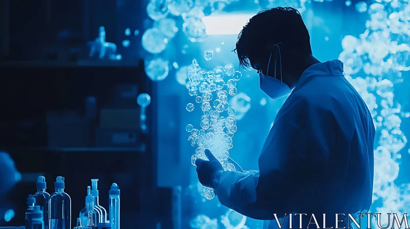 Researcher Analyzing Luminous Specimen in Lab
