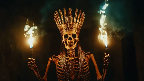 Skeleton King with Burning Torches