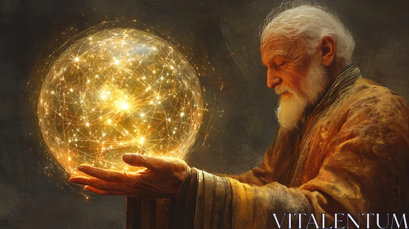 Old Man with Glowing Orb Art