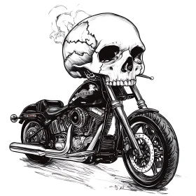 Monochrome Skull Motorcycle Fine Art