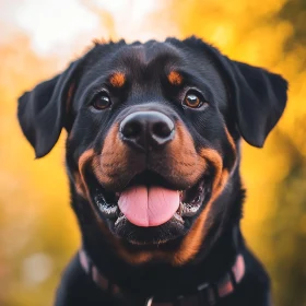 Joyful Rottweiler Dog Close-Up