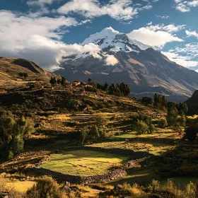 Snowy Mountain Peak in Andes Landscape