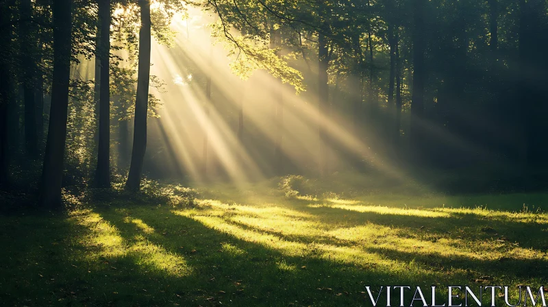 Rays of Light Through Forest Trees