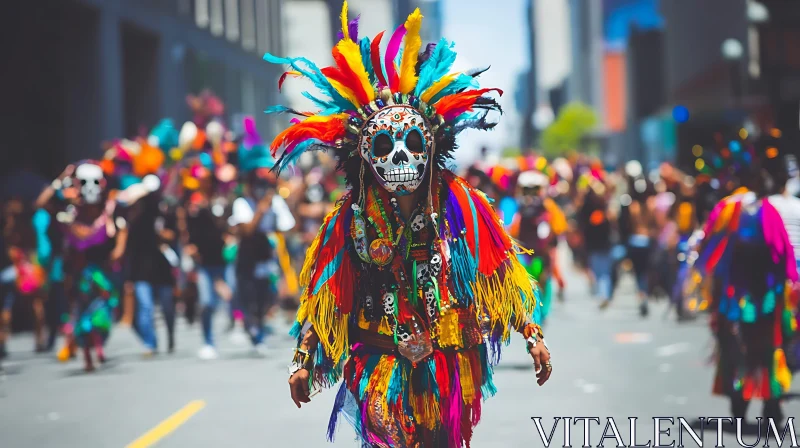 Festive Street Celebration with Vibrant Costume