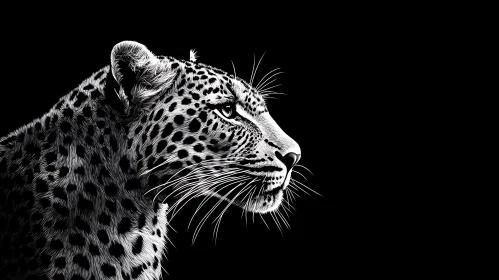 Elegant Leopard Head Study in Black and White