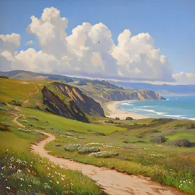 Coastal Landscape with Winding Path