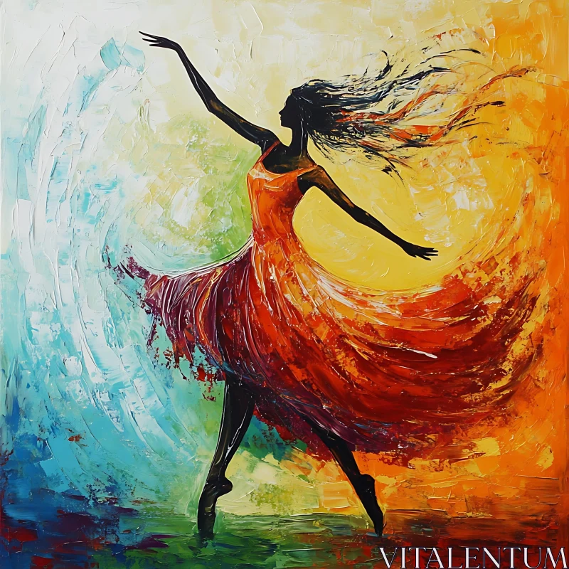 Abstract Ballet Dancer in Red Dress