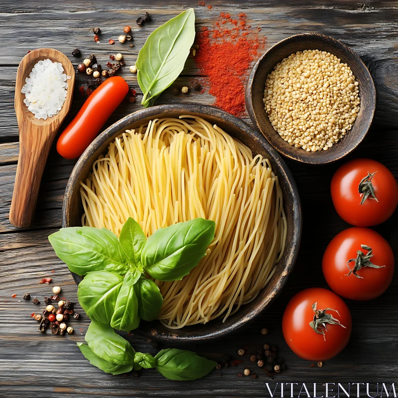 Culinary Still Life with Pasta and Spices
