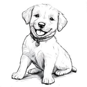 Playful Puppy Drawing - Joyful Pup Art