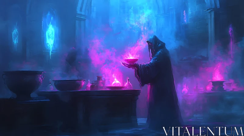 Enigmatic Wizard Performing Ancient Ritual