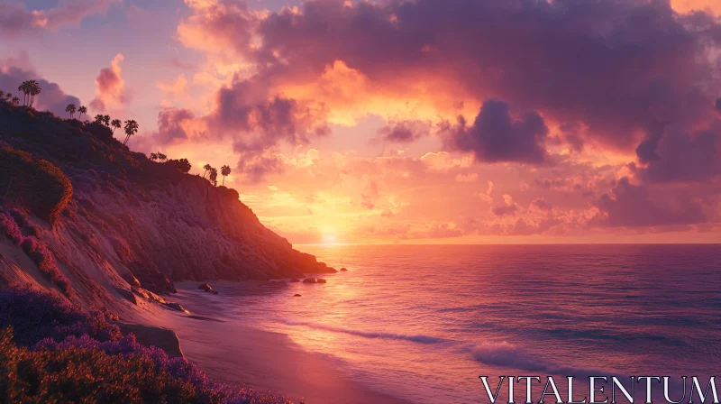 Serene Beach Sunset Landscape