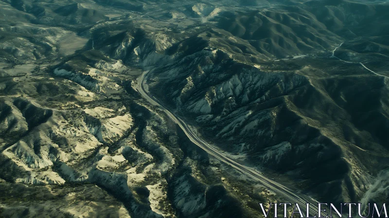 AI ART Mountain Pass Aerial View