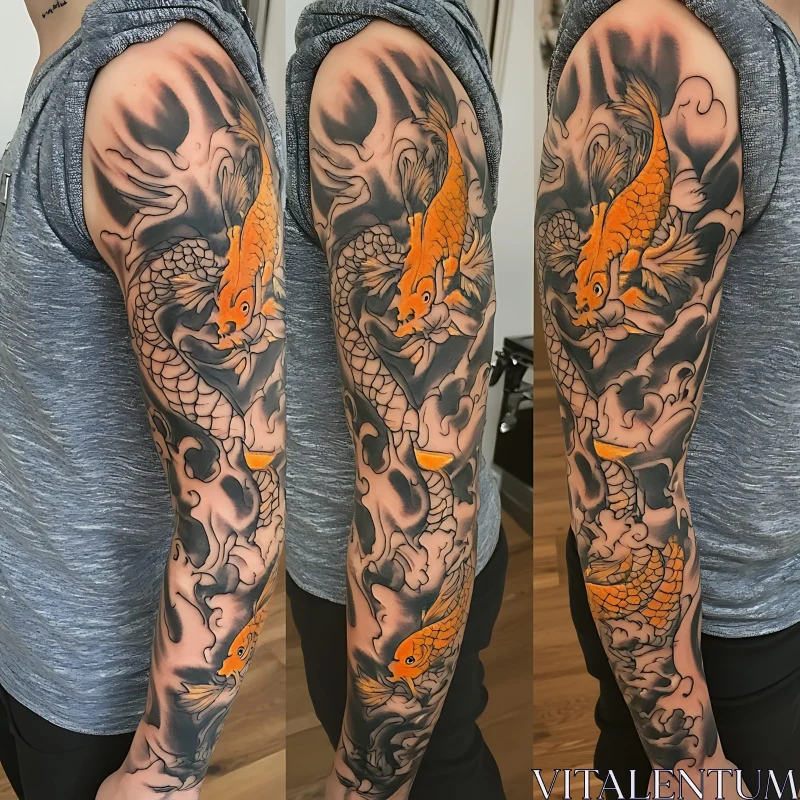 Orange Koi Fish Tattoo Art