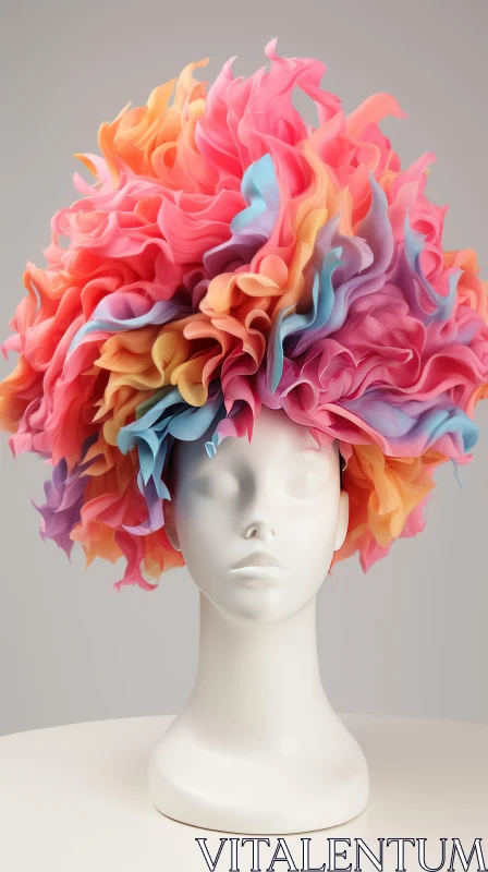 Colorful Mannequin Head with Flowing Hair | Pop Art AI Image