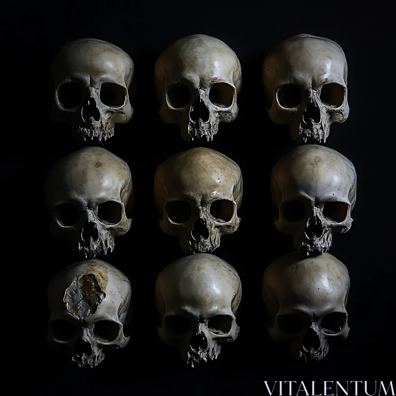 Memento Mori: A Grid of Skulls AI Image