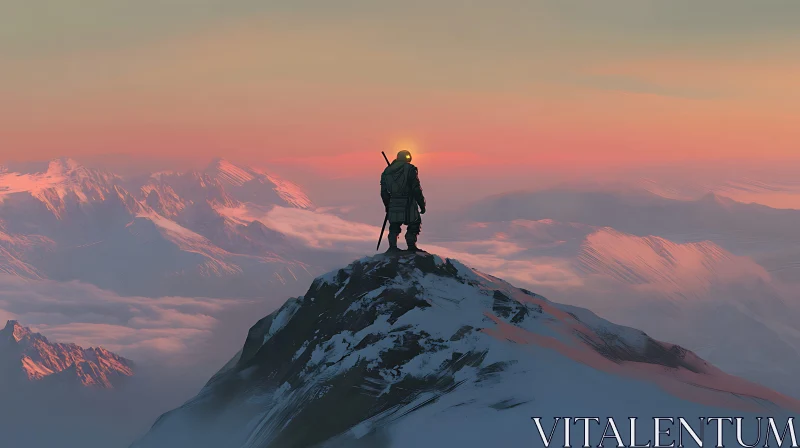 Mountain Peak Warrior at Sunset