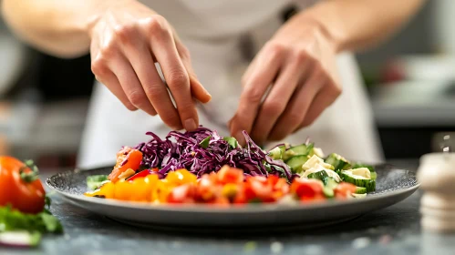 Colorful Vegetable Salad Preparation